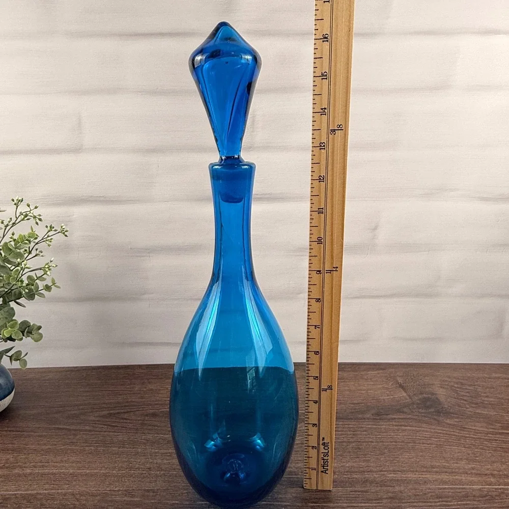 Blenko 6734 Turquoise Glass Decanter Joel Myers 1967 MCM